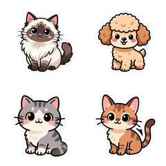 Obraz premium transparent background - collection of cute animals sticks