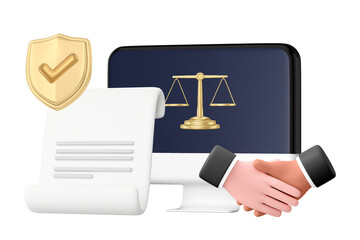 Law firm accreditation png, 3D business handshake remix, transparent background