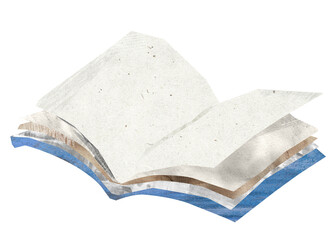 Open textbook png, paper craft element, transparent background