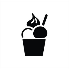 Black Silhouette Icon of Soft Serve Ice Cream in a Cup with a Scoop frozen dessert cone