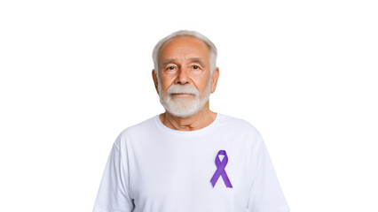 Gentle senior raises awareness, created with AI, PNG