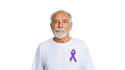 Gentle senior raises awareness, created with AI, PNG