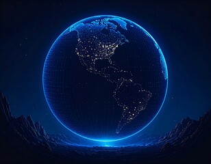 Fototapeta premium Glowing digital Earth at night