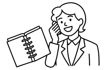 Fototapeta premium office-worker-smiling-while-talking-on-phone-with