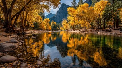 Autumnal reflections on a calm river