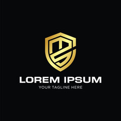 Golden Shield Logo Design with Letter S 