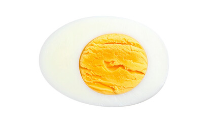 Sliced boiled egg isolated on transparent background with clipping path. 