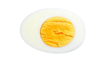 Sliced boiled egg isolated on transparent background with clipping path. 