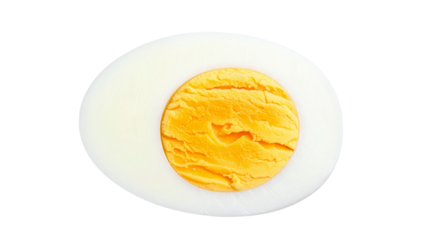 Sliced boiled egg isolated on transparent background with clipping path. 