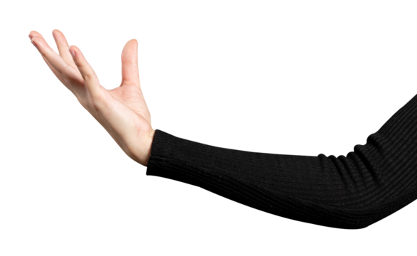 Hand gesture png mockup presenting on an invisible object