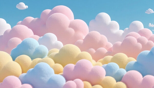 Flat cartoon style colorful clouds background for creative design projects enhancing user experience in children's content lighthearted brand applications