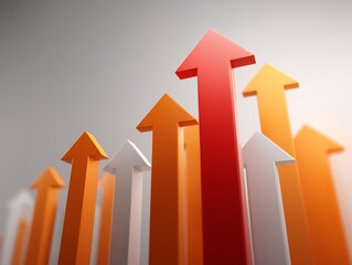 上昇する矢印で表現された成長と成功のビジネス概念