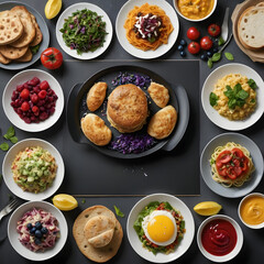 set of different kind of food