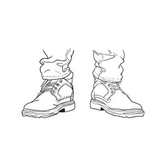 Line drawing of legs with cowboy boots