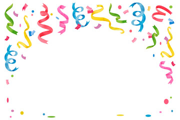 Confetti png border frame, colorful watercolor design, transparent background