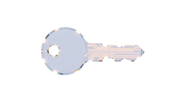 Digital key symbol representing security and access in a technology context