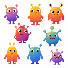 Naklejka premium Collection of Cute Aliens
