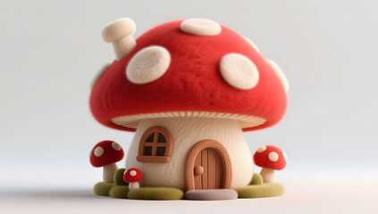 Naklejka premium Mushroom house fantasy imagination scene fairy tale 3D illustration
