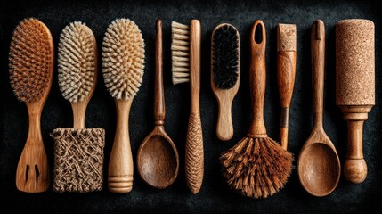 Assortment of natural cleaning tools