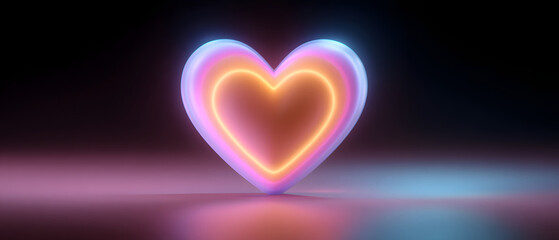 Naklejka premium Dreamlike colorful heart shines in dark background