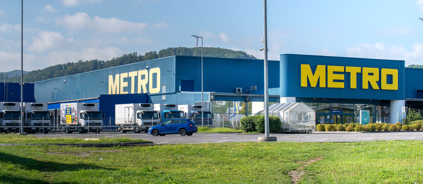Zvolen, Slovakia - September, 7, 2025 : Metro cash and carry store. Metro AG is a leading international food wholesaler.