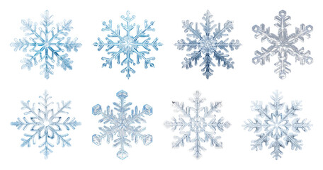 PNG Intricate snowflake designs collection, element set on transparent background