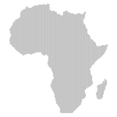 Vertical line shape Vector Africa map. Vertical shape in the continent of Africa. Each country of Africa continent solid vertical shape on the solid background.