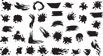 Naklejka premium Paint Stroke Icons, Brush Patterns, Abstract Vector Art, Black White Designs, Retro Artistic Symbols, Minimalist Style, Unique Shapes, Line Art, Modern Graphics, Detailed Illustrations, Crisp Elements