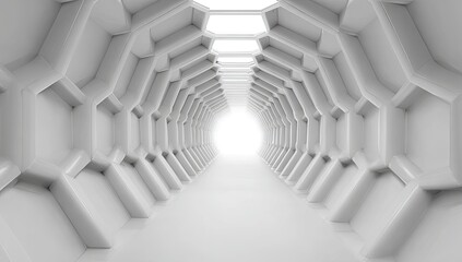 White hexagonal tunnel perspective (1)