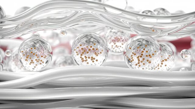 A stunning macro-level view of a biological structure or scientific illustration with transparent spheres and intricate patterns.