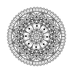 Mehndi flower pattern for Henna drawing and tattoo. Decoration in ethnic oriental  Indian style. Doodle ornament. Outline hand draw vector illustration.