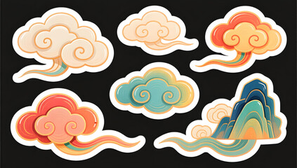 Beautiful ancient country tide festival New Year festival Xiangyun Qixi illustration background