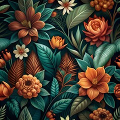 Fototapeta premium seamless pattern with flowers