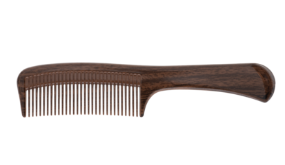 Brown plastic comb isolated on transparent background