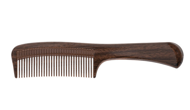 Brown plastic comb isolated on transparent background