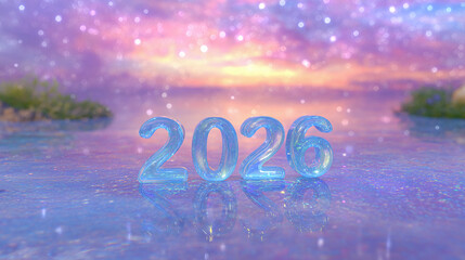 2026新年祝福冰晶数字