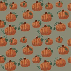 Pumpkin Halloween Autumn Seamless Pattern