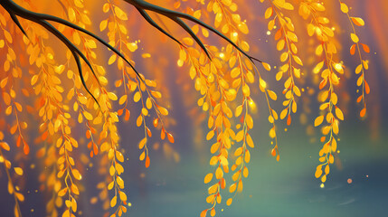 金黄色叶子秋天景象