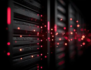 Server Room with Glowing Lights