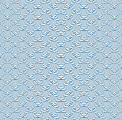 Blue Japanese wave seamless pattern background vector