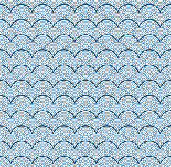 Blue Japanese wave seamless pattern background vector