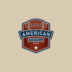 american football logo, rugby sport team logo with emblem vector illustration design