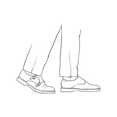 Line drawing of feet wearing shoes