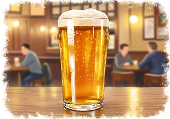 Crisp cold beer with refreshing bubbles cools you down in a cozy pub atmosphere