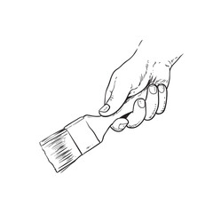 Image of hand holding a brush