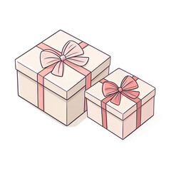 Gift Boxes with Pink Ribbons Illustration