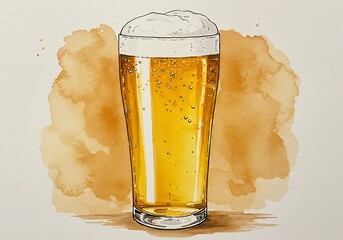 Refreshing golden lager beer with foamy head and bubbles, perfect for refreshment and celebration.