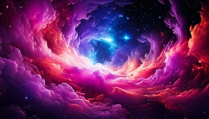Fototapeta premium Vibrant cosmic nebula with swirling pink and purple clouds