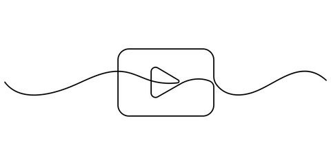 Obraz premium Continuous line drawing of play icon. Media, Video or music player button in linear style. One line drawing, Line art of pause button. Play icon in continuous line drawing style. pro vector