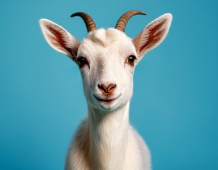 Fototapeta premium A Cute White Goat Looking at the Camera - Studio Shot
